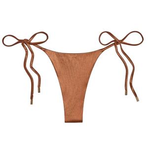 공장 사용자 정의 럭셔리 얼룩 반짝 이는 패브릭 비키니 메탈릭 끈 수영복 마이크로 섹시한 수영복 여성용 도매 - Product Image 6