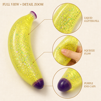 OEM Aangepaste Bananen Squishy Speelgoed Groothandel Transparante Gel Gevulde Glitter Knijp Stress Verlichtende Fruitvormige Speelgoed Distributeur