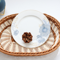 Assiettes en porcelaine de style moderne, écologiques, en porcelaine fine, avec bord doré, pour restaurant