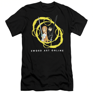 T-shirt Sword Art Online Kirito Asuna da uomo, vestibilità regolare, manica corta, stampa in jersey di cotone, casual, girocollo, logo frontale - Product Image 1