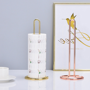 Paper Towel Holder Countertop Table Storage Bathroom Rose Gold Free Tissue Roll Toilet Metal Standing Kitchen Paper Towel Holder
