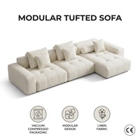 Canapé modulaire double face minimaliste italien, canapé sectionnel de style crème pour salon, idéal pour les appartements grands et petits de designer