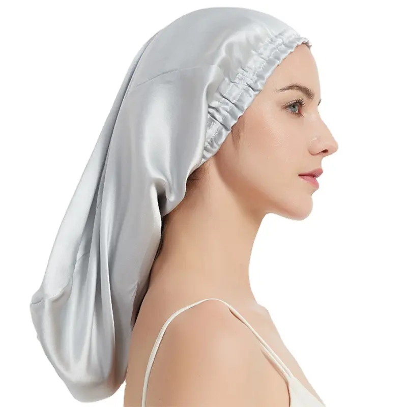 Women Silk Night Sleep Hats Double Layer Head Cover Custom Sleeping Cap Adjustable Silk Satin Bonnet