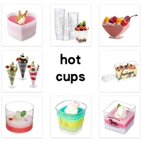 Gobelet à dessert carré transparent en plastique jetable de 150 ml avec couvercle, emballage pour dessert, gobelet à mousse, gobelet à gelée