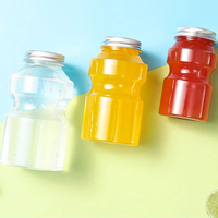Bouteille en plastique transparente en forme de pot de yaourt PET en gros avec couvercle, réutilisable pour smoothies, jus, lait, thé, café, logo personnalisé