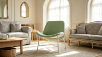 Fauteuil simple rembourré pour la maison, chaise de loisirs moderne, chaise de lecture confortable en métal blanc stable