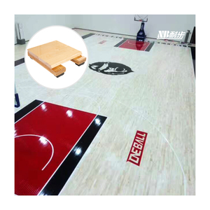 Fournitures d'usine érable mat vernis fiba bois dur intérieur basket-ball volley-ball Badminton stade sol système de fixation portable - Product Image 1