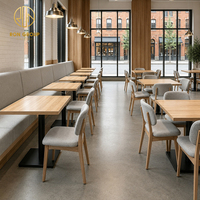 Table carrée en bois et chaise rembourrée en tissu confortable pour restaurant, mobilier commercial, prix usine Ron Group