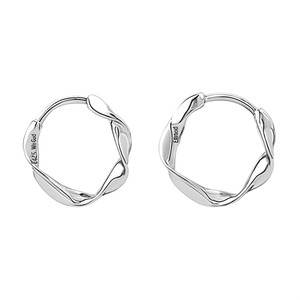 Orecchini a cerchio Ellmod in oro bianco dal design geometrico, stile classico unisex E4215 - Product Image 1