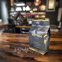 Sachet d'emballage biodégradable pour grains de café 250g 500g, pochette à fond plat personnalisée avec fermeture éclair latérale et valve d'air