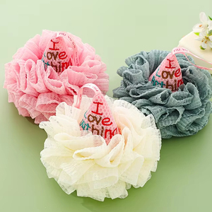 Balle de douche mignonne et moderne en forme de crème glacée, fleurs non-éclatées, taille agrandie, outil de gommage et de bain double usage pour hommes et femmes - Product Image 4