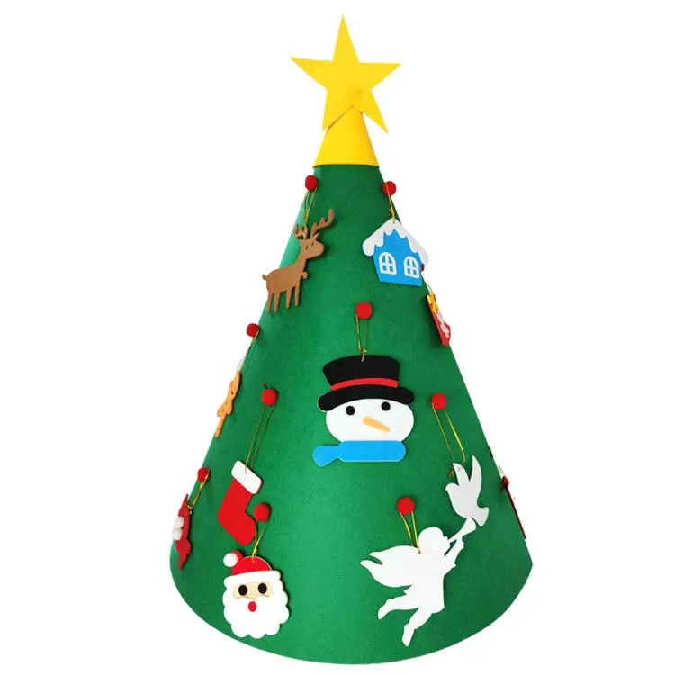 Christmas Decoration Supplies 30Pcs Ornaments Felt Xmas Tree Set Kids DIY Felt Christmas Tree