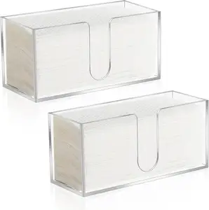 2-Pack Clear Acrylic Countertop Dispenser Folded Z-Fold C-Fold MultiFold Trifold Napkin Holder Bathroom Rack Display