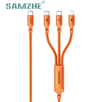 Cable de Carga SAMZHE 3 en 1, 100W 5A, Carga Rápida, Cable de Datos Dual Tipo-C/L, Cable USB para iPhone, Tipo-C, Android, Xiaomi, Uso en Automóvil