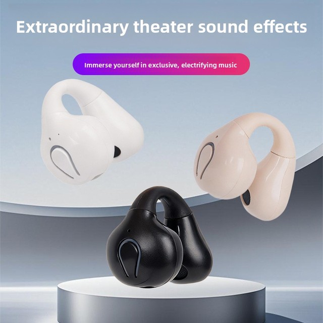 Earphone with Ear Clips - Bluetooth 5.4 Wireless Earbuds with Long Battery Life, Suitable for Sports, Non-intrusive Design