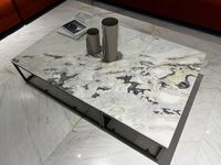 Table basse rectangulaire en quartz blanc, marbre, style italien de luxe, adaptée au salon, à usage domestique