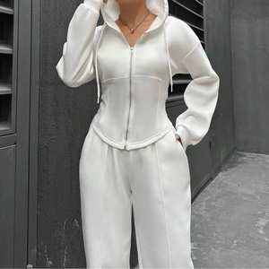 Women's Hooded <b>Cardigan</b> and Pants Casual Sportswear 2-Piece Set Fashion - Product Image 4