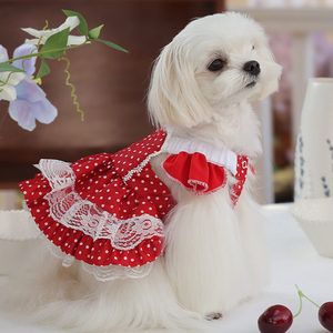 Abito da Principessa Rosso Squisito Ispirato a Lolita per <span class=keywords><strong>Cani</strong></span> <span class=keywords><strong>di</strong></span> Piccola Taglia in Poliestere a Pois - Personalizzazione B2B Transfrontaliera - Product Image 2