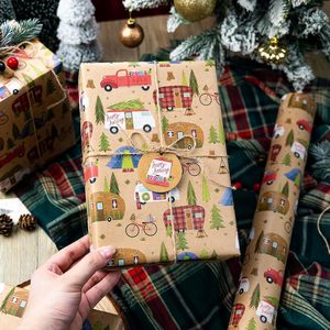 Papel de Regalo Navideño Burymento Kraft de 17 Pulgadas x 32.8 Pies, Papel Reciclable para Manualidades y Regalos - Product Image 2