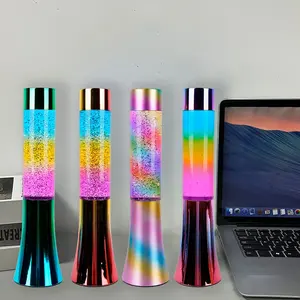 China Manufacturer Direct Selling LED Sequins Color Changing Novelty Design 13 inch decorative glitter Lava Lamp