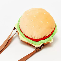2025 conception créative personnalisé OEM dessin animé en peluche Hamburger sacs à main à bandoulière pour enfants filles