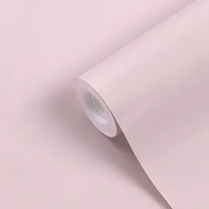 压花简约粉色纯色防水壁纸卷贴纸家居装饰聚氯乙烯不干胶韩国壁纸