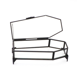 <span class=keywords><strong>Boîte</strong></span> de rangement élégante pour <span class=keywords><strong>bijoux</strong></span> <span class=keywords><strong>et</strong></span> cosmétiques, en <span class=keywords><strong>laiton</strong></span> <span class=keywords><strong>et</strong></span> <span class=keywords><strong>verre</strong></span>, noire, rectangulaire, 18*8*5cm, avec décorations. - Product Image 3