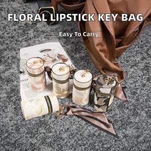 Luxury Vintage Bucket Pendant Coin Purse Mini Keychain Bag for Earphones & <b>Lipstick</b> Waterproof PU Material Simple Design - Product Image 2