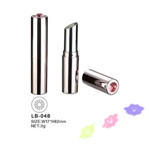LB-048 Блестящий серебряный пустой контейнер для бальзама для губ косметической упаковки