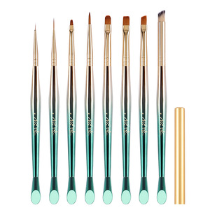 Nylon Nail Art Brush <b>Set</b> Flat Liner Oval <b>Crimped</b> Ferrule Brushes for Gel Painting Decoration - Product Image 1