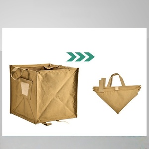 Canvas Foldable <b>Storage</b> Bag For <b>Camping</b> Outdoor Use All Seasons Portable <b>Storage</b> <b>Box</b> With Handles Beige Color - Product Image 1