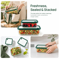Boîte à lunch en verre borosilicate empilable sans BPA, couvercles étanches, compatible micro-ondes, réchauffable, pour le stockage des aliments, pour les nouveau-nés et le bureau