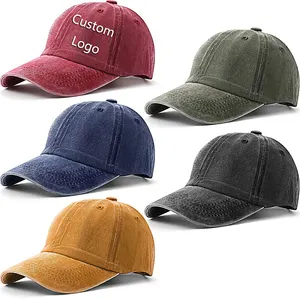 OEM fabrika asit yıkama kova şapka Unisex pamuk Vintage yıkanmış sıkıntılı beyzbol şapkası Golf baba şapka erkekler kadınlar için özel logo