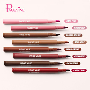 PAGE VINE Vegan Mineral <b>Lip</b> Contour <b>Stain</b> & Liner Pen High Pigmentation Natural Nude Brown <b>Red</b> Baby Pink Makeup - Product Image 1