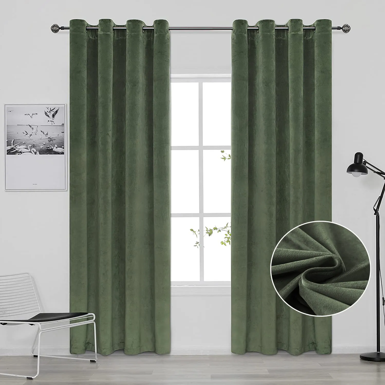 Wholesale Crushed Velvet Emerald Velour Blackout Windows Curtains Green For The Living Room Bedroom Ready Made