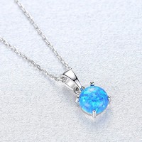 Collier en argent sterling S925 avec pendentif opale, chaîne croisée simple et classique à quatre griffes, bijou cadeau pour femme
