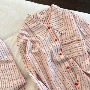 Conjunto de Pijama de Manga Larga a Rayas Estilo Francés para Mujer, para Primavera y Otoño, Ropa Casual Delgada, Suministro ODM - Product Image 4