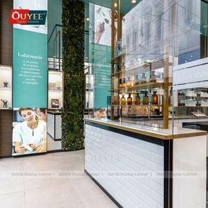 Estantes de vidrio de Farmacia de nuevo diseño, Mostrador de madera, diseño Interior para tienda, centro comercial, exhibición, hierro, acero inoxidable pulido - Product Image 5