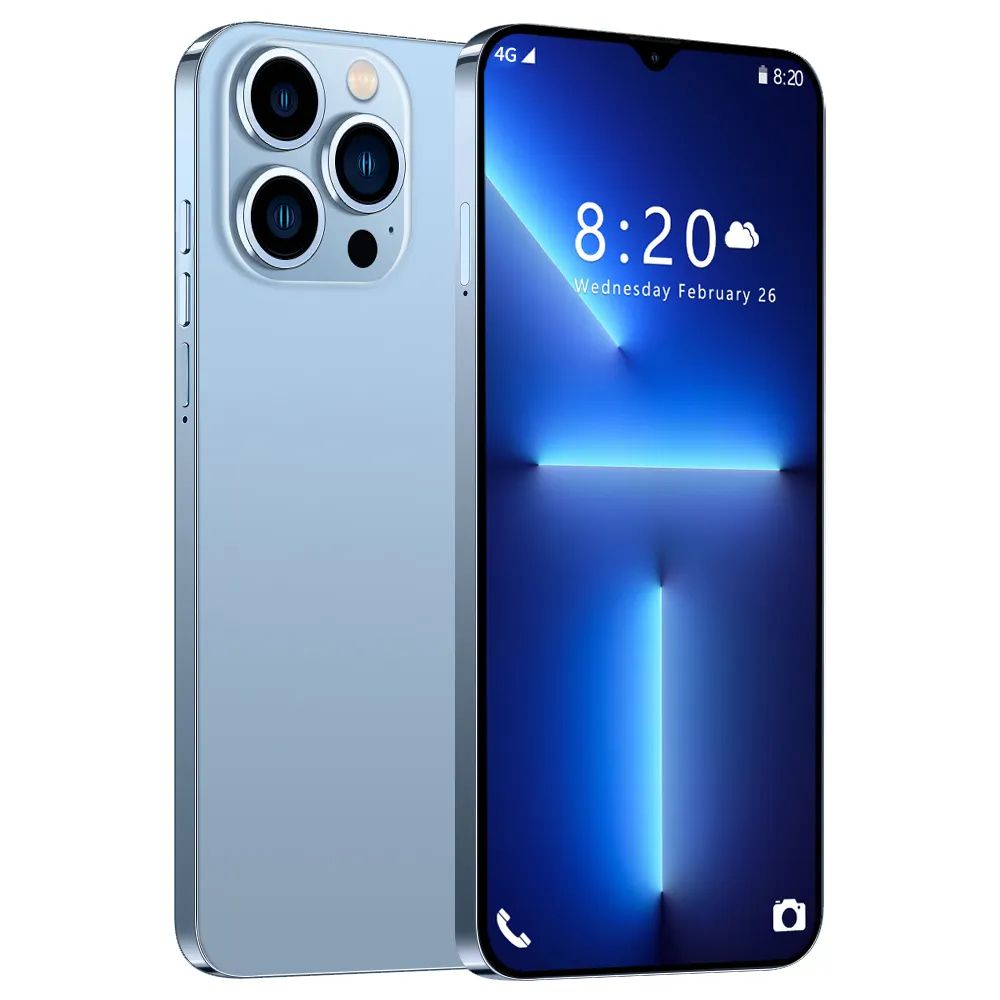 Teléfono barato Nuevo i13 Pro Max 6,3 pulgadas 16GB RAM + 512GB ROM Desbloqueo facial 5G juego Teléfonos móviles inteligentes