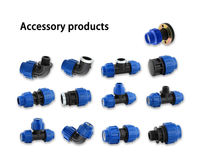 Vanne à double union en PP bleu, raccords de compression en PP/PE pour tuyaux HDPE, irrigation pour l'alimentation en eau