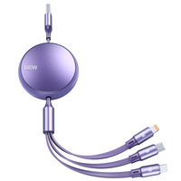 Câble de données rétractable Micro USB et Type-C, un vers trois, charge rapide 100W, boîte de haute qualité pour iPhone 1m