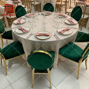 Silla de comedor para fiestas, boda, Esmeralda, diseño de espalda redonda dorada - Product Image 5