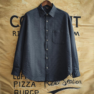 Chemise Maden pour <span class=keywords><strong>homme</strong></span> en seersucker à <span class=keywords><strong>carreaux</strong></span>, style vintage, en gaze texturée, patchwork vieilli, col contrastant, <span class=keywords><strong>surchemise</strong></span> printemps RTS - Product Image 5