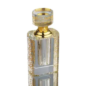 Frasco de perfume decorativo de cristal Attar quadrado transparente de alta qualidade 3ml para óleo essencial de óleo de perfume