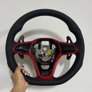 Volante Personalizado Compatible con VW <span class=keywords><strong>Mk8</strong></span> <span class=keywords><strong>gti</strong></span> 8 R Golf 8 Mk7 CC POLO R-LINE PASSAT GTD GTS GTE, Volante de Fibra de Carbono - Product Image 5