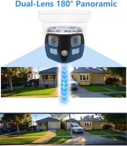 4K 8MP 180 derajat IP66 deteksi tubuh manusia lensa ganda lampu ganda Audio <span class=keywords><strong>CCTV</strong></span> keamanan peluru jaringan IP kamera panorama - Product Image 2