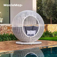 Lit d'extérieur en aluminium sièges canapé de jardin luxuriant rotin pomme lit transat cabana extérieur lits de jour chaise de soleil patio canapé ensemble