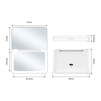 Miroir de poche carré double face à LED pour voyage, miroir de maquillage compact à LED avec lumière intégrée, marque privée