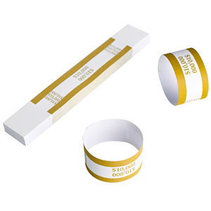 Correas para Billetes Codificadas por Colores ABA de 29x192mm, Color Dorado, con Denominación de $10000, para Bancos y Agrupación de Efectivo - Product Image 1