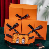 Boîte cadeau orange en gros, boîte personnalisée pour mariage à double ouverture, emballage de parfum cosmétique, boîte cadeau avec ruban, carton gratuit